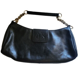 Y2K VTG Anne Klein Women's Leather Purse Bag 8" drop Chain Strap 12 x 6.5 in